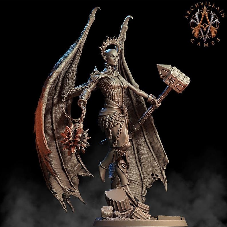 Zariel the Fallen Angel |28mm, 32mm, 54mm, 75mm, 100mm Scale |Angel Succubus Miniature | D& D Miniatures | Pathfinder Miniatures | - Only-Games