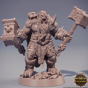 Orc War Chief | Orc barbarian | 2 warhamers| Mini | Megaboss | D&D |28mm |32mm | 54mm|75mm|100mm tall Pathfinder | Barbarian orc - Only-Games