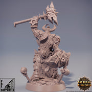 Evil Fighter Mace and Shield | Blood Warriors | 28mm, 32mm, 75mm | Miniature | Dungeons and Dragons | Pathfinder | DnD - Only-Games