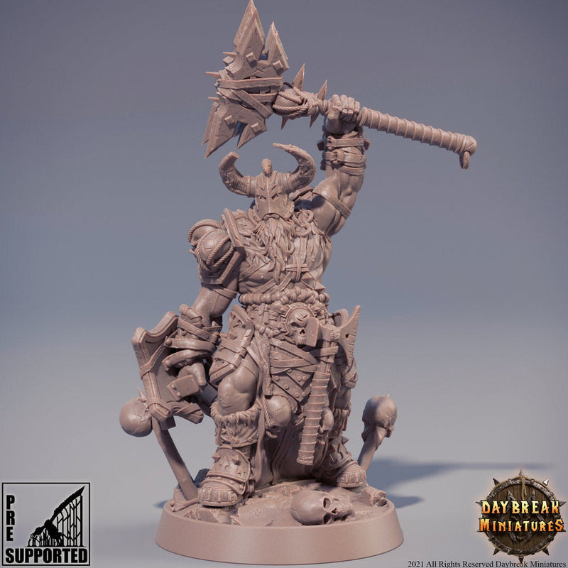 Evil Fighter Mace and Shield | Blood Warriors | 28mm, 32mm, 75mm | Miniature | Dungeons and Dragons | Pathfinder | DnD - Only-Games