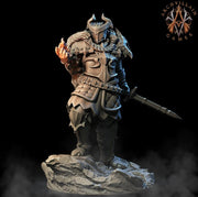 Tiefling Eldritch Knight Fighter Miniature | 28mm, 32mm, 75mm Scales | Dungeons and Dragons | Pathfinder | Figure for Painting | - Only-Games