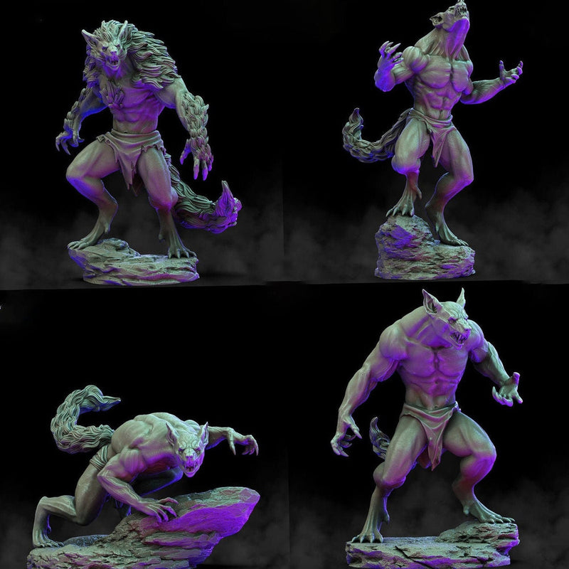 Werewolves (4 different models) | 28mm and 32mm scale | 65mm | Resin Miniature | Dungeons and Dragons | Figure for painting |Pathfinder mini - Only-Games