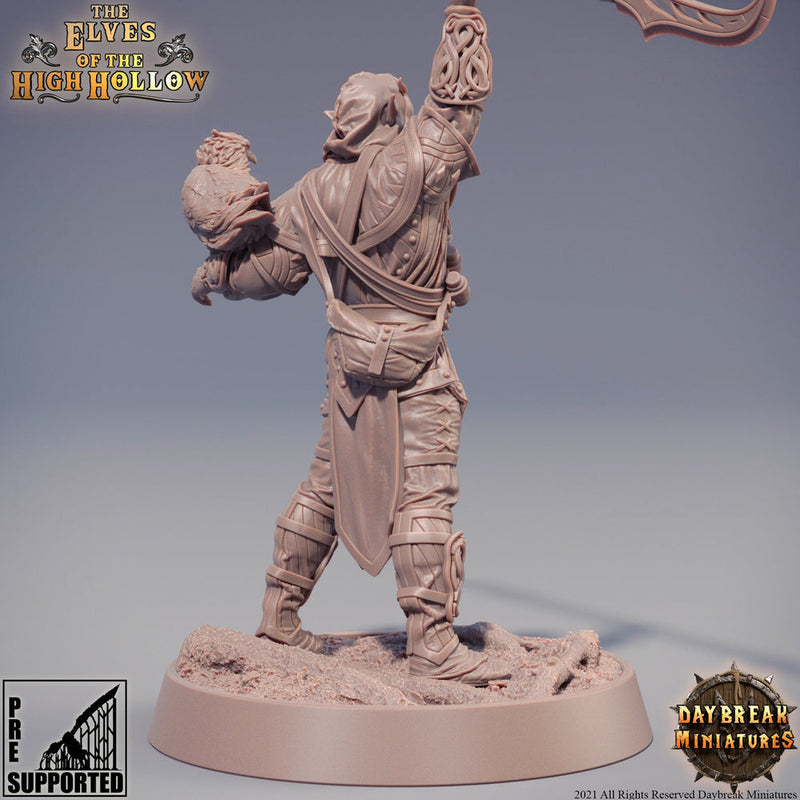 Wood Elf Ranger Polearm Master | Beast Master Ranger with Hawk | Miniature | 28mm Scale | 32mm Scale | 75mm Scale | Pathfinder Figure| DnD | - Only-Games