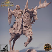 Wood Elf Fighter Mounted on Stag| Miniature | 28mm Scale | 32mm Scale | 75mm Scale | Pathfinder | DnD | Elf Figurine unpainted | - Only-Games