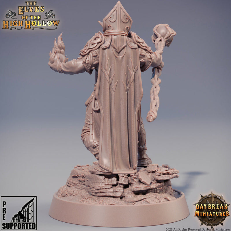 Wood Elf Wizard | Elf Druid | Miniature | 28mm Scale | 32mm Scale | 75mm Scale | Pathfinder Figure | DnD | Elf Figurine unpainted| - Only-Games