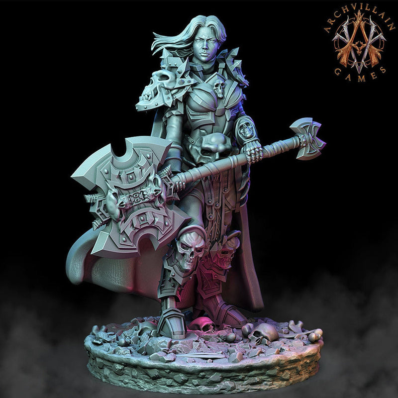 Oathbreaker Female Paladin Chaos Knight Unpainted Miniature | 28mm, 32mm Scales | Dungeons and Dragons | Pathfinder | Frostgrave | DnD - Only-Games
