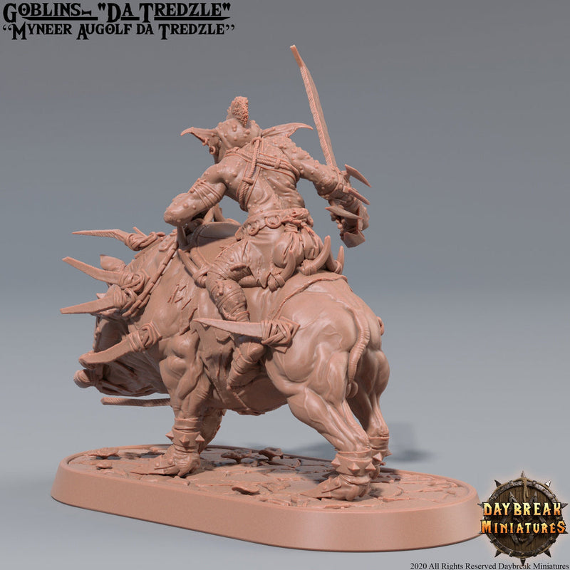 Goblin mounted on Boar | DnD Miniatures | Dungeons and Dragons | 28mm, 32mm, 75mm scale| Pathfinder | Figure for Painting| Gloomspite Glitz - Only-Games
