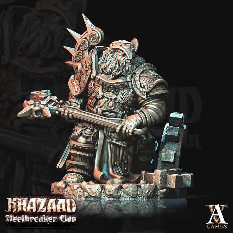 Dwarf Fighter Cleric Mace Resin Miniatures | Dungeons and Dragons | 28mm, 32mm, 75mm | Pathfinder | Figure for Painting - Only-Games