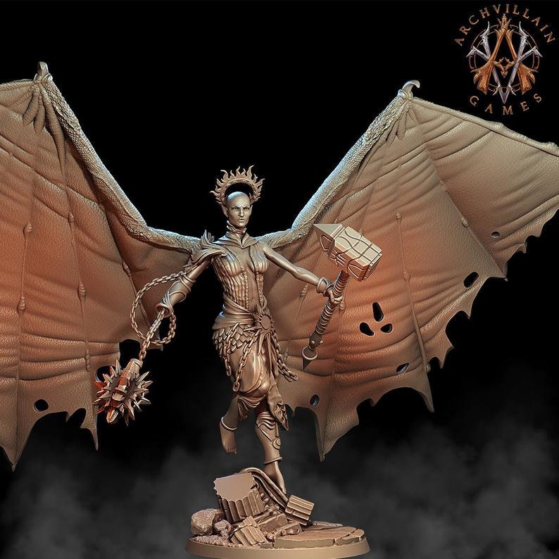 Zariel the Fallen Angel |28mm, 32mm, 54mm, 75mm, 100mm Scale |Angel Succubus Miniature | D& D Miniatures | Pathfinder Miniatures | - Only-Games