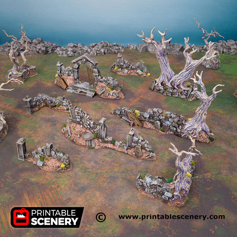 Hallowed Graveyard - Shadowfey Wilds Grave Yard Cemetery 15mm 20mm 28mm 32mm Wargaming Terrain D&D DnD - Only-Games
