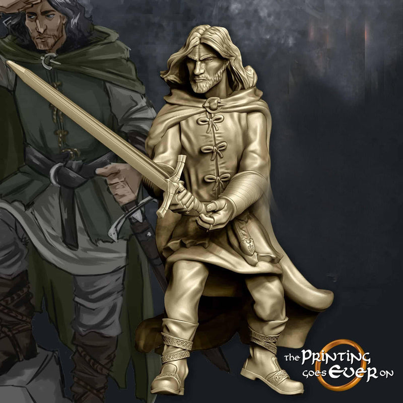 Human Ranger Fighter | Miniature | 28mm Scale | 32mm Scale | Pathfinder Figure | DnD | Human Ranger Figurine unpainted | - Only-Games