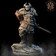 Tiefling Eldritch Knight Fighter Miniature | 28mm, 32mm, 75mm Scales | Dungeons and Dragons | Pathfinder | Figure for Painting | - Only-Games