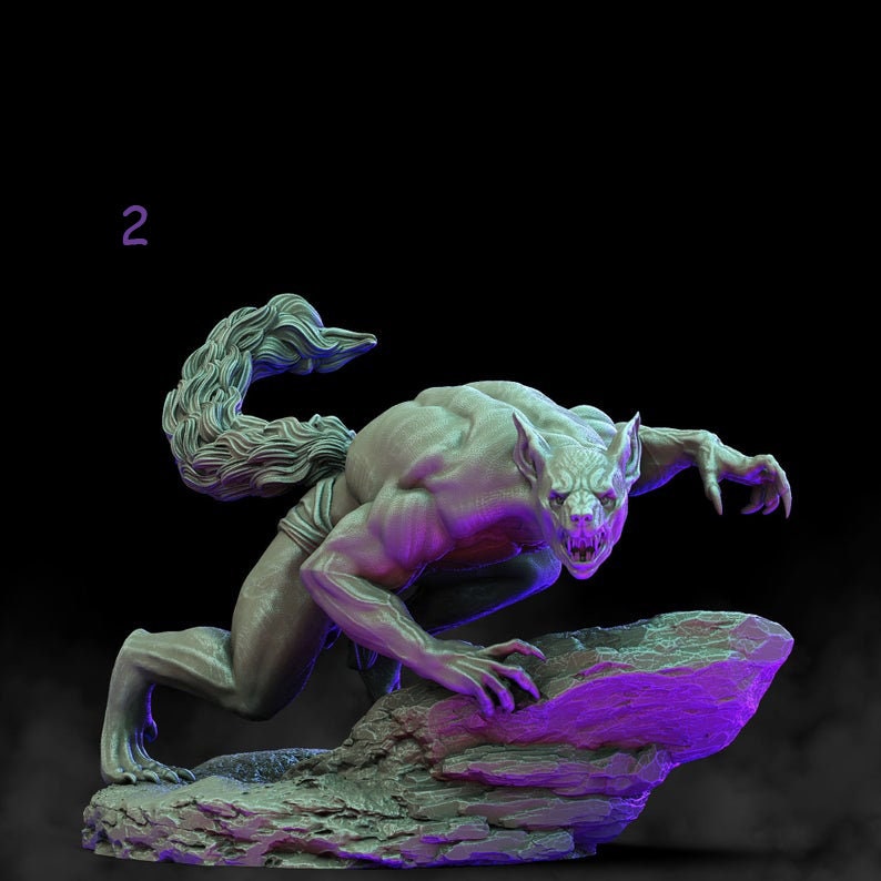 Werewolves (4 different models) | 28mm and 32mm scale | 65mm | Resin Miniature | Dungeons and Dragons | Figure for painting |Pathfinder mini - Only-Games