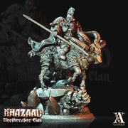 Dwarf Fighter Mounted on Ram | Scale 28mm, 32mm, 75mm | Resin Miniature | Dungeons and Dragons Pathfinder | Figure Painting | - Only-Games