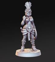 Pinup Female Tabaxi | Dungeons and Dragons figure 28mm Scale | 32mm Scale Miniature | 75mm Scale | Sexy Female unpainted resin Figurine mini - Only-Games
