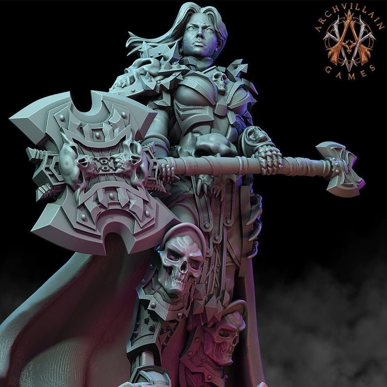 Oathbreaker Female Paladin Chaos Knight Unpainted Miniature | 28mm, 32mm Scales | Dungeons and Dragons | Pathfinder | Frostgrave | DnD - Only-Games