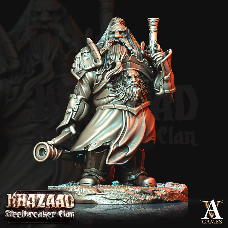 Dwarf Gunslinger Fighter Resin Miniatures | Dungeons and Dragons | 28mm, 32mm, 75mm | Pathfinder | Figure for Painting| - Only-Games