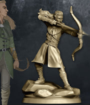 Elf Sharpshooter Archer Miniature Dungeons and Dragons | 28mm, 32mm Scale | Pathfinder Figure | DnD | Elf with Longbow Figurine unpainted | - Only-Games