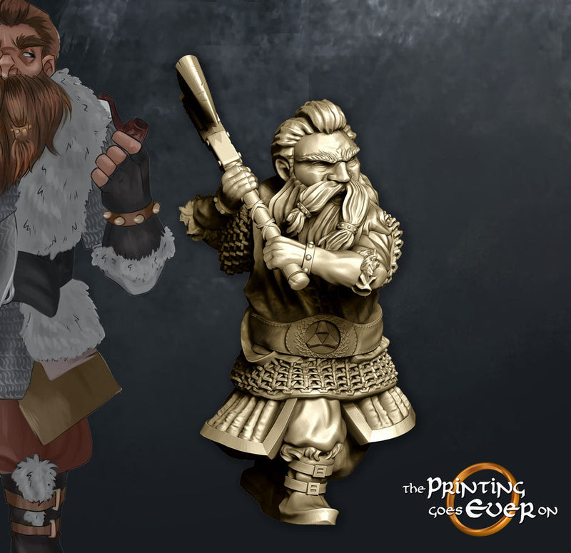 Dwarf Adventurer Miniature Dungeons and Dragons | 28mm, 32mm Scale | Pathfinder Figure | DnD | Dwarf with Axe Figurine unpainted | - Only-Games