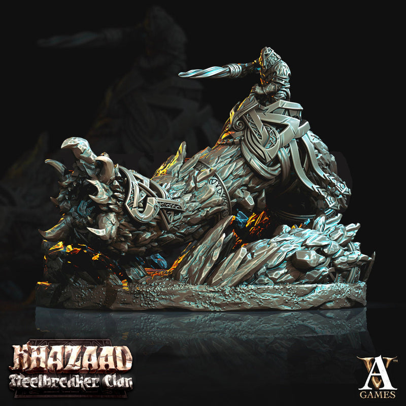Dwarf Fighter Mounted on Gargantuan Worm | 70mm, Scale 28mm/32mm | Resin Miniature | Dungeons and Dragons Pathfinder | - Only-Games