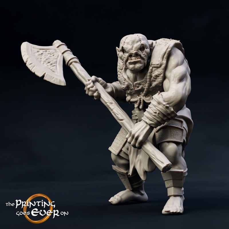 Orc Fighter Miniature | 28mm Scale | 32mm Scale | Pathfinder Figure | DnD | Half-orc Warrior Figurine unpainted | - Only-Games