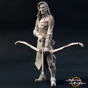 Elf Fighter Ranger Archer in Chainmail | 28mm Scale | 32mm Scale | 75mm Scale Pathfinder Figure | DnD | Elf miniature Figurine unpainted | - Only-Games