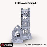 Bell Tower and Sept - Shadowfey Ruins 15mm 20mm 28mm 32mm 37mm Belltower Transept Wargaming Terrain D&D DnD - Only-Games