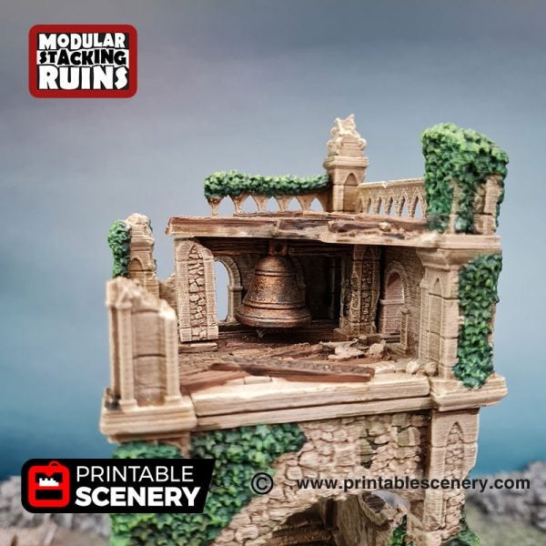 Bell Tower and Sept - Shadowfey Ruins 15mm 20mm 28mm 32mm 37mm Belltower Transept Wargaming Terrain D&D DnD - Only-Games