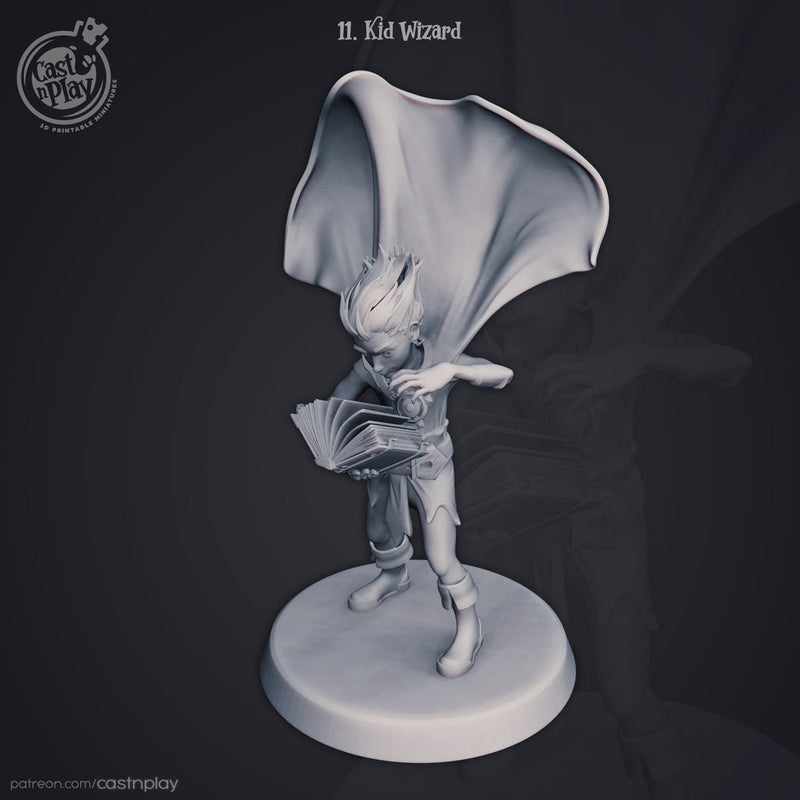 Kid Human Wizard Miniatures | Spell Caster | Dungeons and Dragons | 28mm, 32mm, 75mm | Pathfinder | Unpainted | Nolzur’s Marvelous - Only-Games