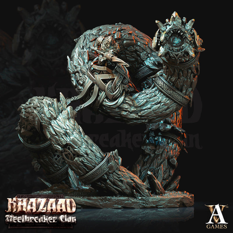 Dwarf Fighter Mounted on Gargantuan Worm | 130mm, Scale 28mm/32mm | Resin Miniature | Dungeons and Dragons Pathfinder - Only-Games