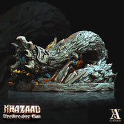 Dwarf Fighter Mounted on Gargantuan Worm | 70mm, Scale 28mm/32mm | Resin Miniature | Dungeons and Dragons Pathfinder | - Only-Games