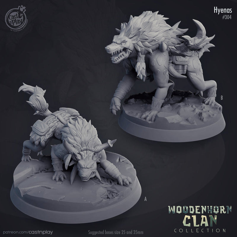 Hyenas - | 28mm and 32mm Scale | Animal Monster Miniature | Dungeons and Dragons | Pathfinder Miniatures | Figurine | DnD Wolf mini | - Only-Games