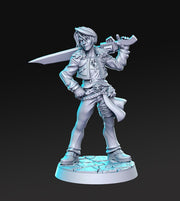 Fighter Gunslinger Cal Lionclaw Classic JRPG | 28mm,32mm,75mm Scale | Unpainted resin Figurine D&D Tabletop Fantasy Miniature Gaming - Only-Games