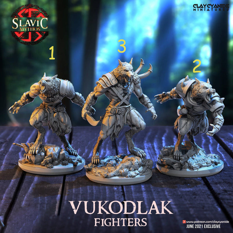 Werewolf Fighter (3 different models) | 28mm, 32mm,75mm Scales | Resin Miniature | Dungeons and Dragons | Figure for painting |Pathfinder | - Only-Games