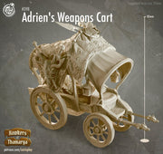 Weapons Dealer Wagon/Cart w/ NPC Dealer mini  | 28mm, 32mm, 75mm Scale | Dungeons and Dragons 5e Miniatures | Pathfinder | Figurine | DnD | - Only-Games