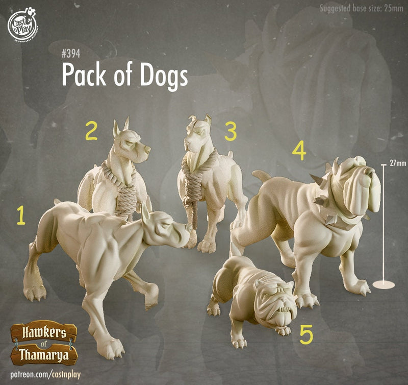 Pack of Dogs | 28mm,32mm, 75mm Scale | Ranger Animal NPC Miniature | Dungeons and Dragons | Pathfinder Miniatures | DnD dog mini | - Only-Games