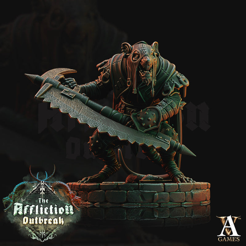 Wererat in Heavy Armor  | Resin Miniature | Dungeons and Dragons | 28mm,32mm,75mm Scales | Pathfinder ratfolk | D&D | - Only-Games
