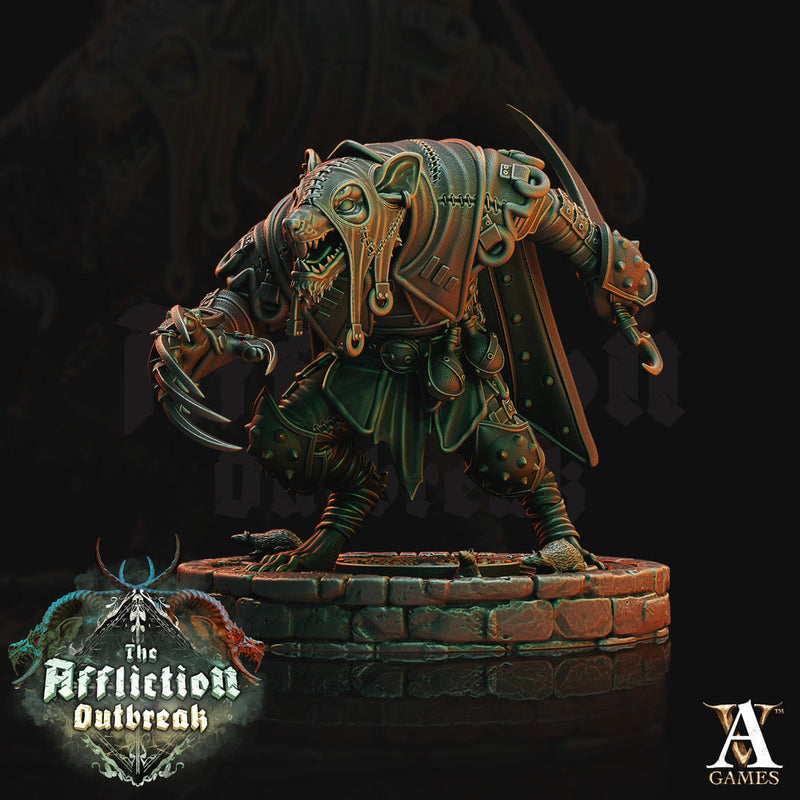 Wererat in Heavy Armor Ratfolk  | Resin Miniature | Dungeons and Dragons | 28mm,32mm,75mm Scales | Pathfinder  | D&D | - Only-Games