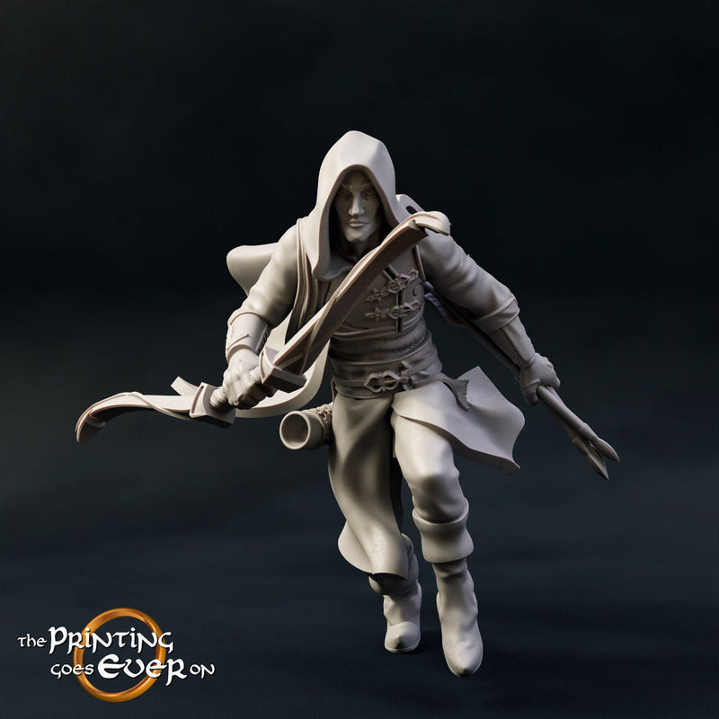 Human Ranger Fighter with Bow and Arrows | Miniature | 28mm Scale | 32mm Scale | Pathfinder Figure | DnD | Human Ranger Figurine unpainted | - Only-Games