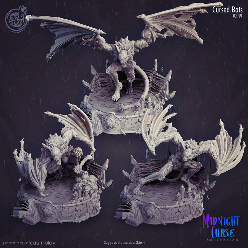 Cursed Bats | 28mm, 32mm Scale | Vampire Animal Monster Miniature | Dungeons and Dragons | Pathfinder Miniatures | Figurine | DnD bat mini | - Only-Games
