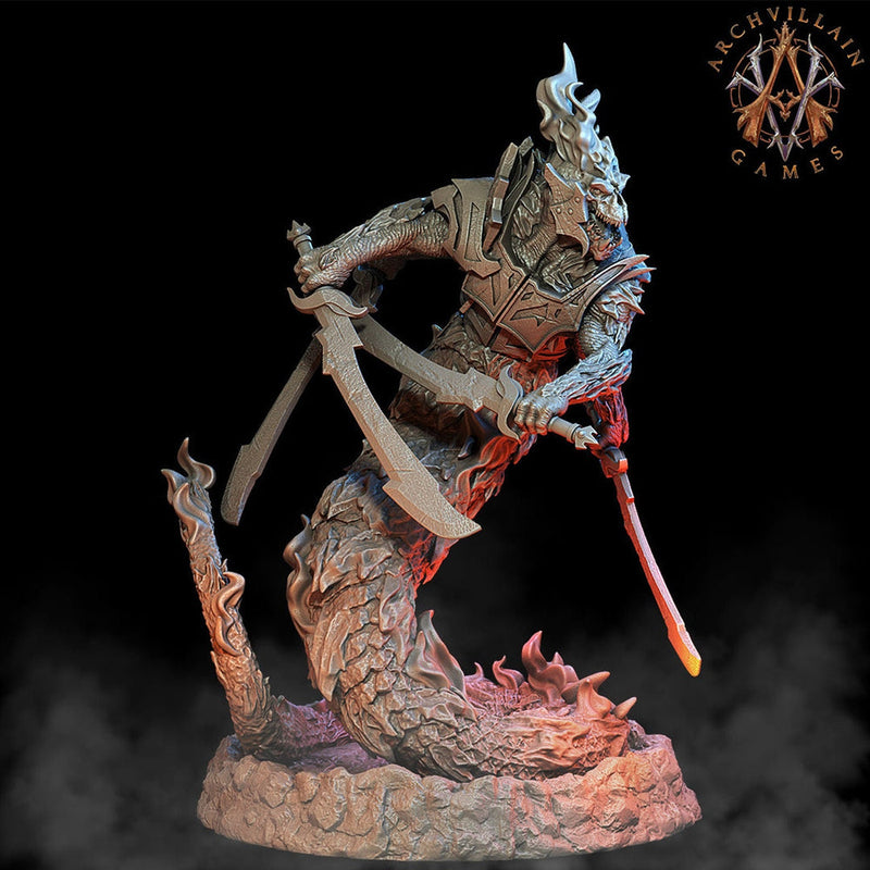 Salamander Noble Champion | 32mm scale 70mm | 28mm scale 60mm | Dungeons and Dragons Resin miniature | 3d printed |Unpainted Figure | - Only-Games