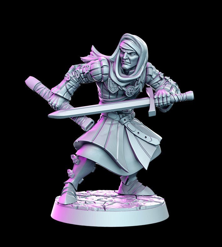 Human Rogue Assassin Classic JRPG 28mm,32mm,75mm Scale Miniature Unpainted resin Figurine D&D Tabletop Fantasy Miniature Gaming - Only-Games