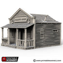 Sheriff's Office and Jail - Time Warp - Printable Scenery Wargaming Terrain Scatter Western D&D DnD Sherrif Sheriffs