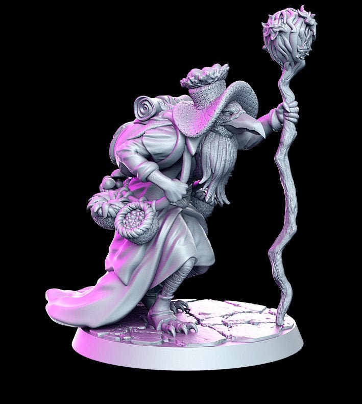 Kenku Druid Wizard Classic JRPG 28mm,32mm,75mm Scale Miniature Unpainted resin Figurine D&D Tabletop Fantasy Miniature Gaming - Only-Games