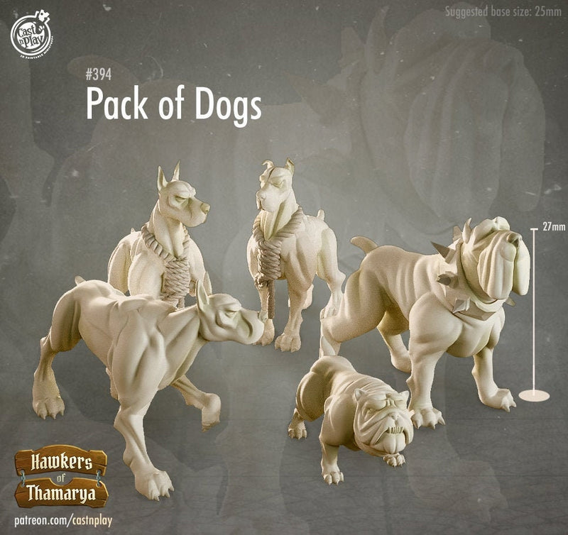 Pack of Dogs | 28mm,32mm, 75mm Scale | Ranger Animal NPC Miniature | Dungeons and Dragons | Pathfinder Miniatures | DnD dog mini | - Only-Games