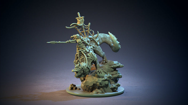 Female Pinup Beastmaster Ranger Drake Rider | 100mm tall with Base Resin Miniature | Dungeons and Dragons | DnD 5e | Figure Role Playing - Only-Games