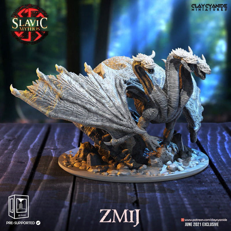 Dzalmus -Dzalmaus 3 headed dragon  | 85mm tall Resin Miniature | Dungeons and Dragons | Pathfinder Miniatures | DnD 5e | Figure Role Playing - Only-Games