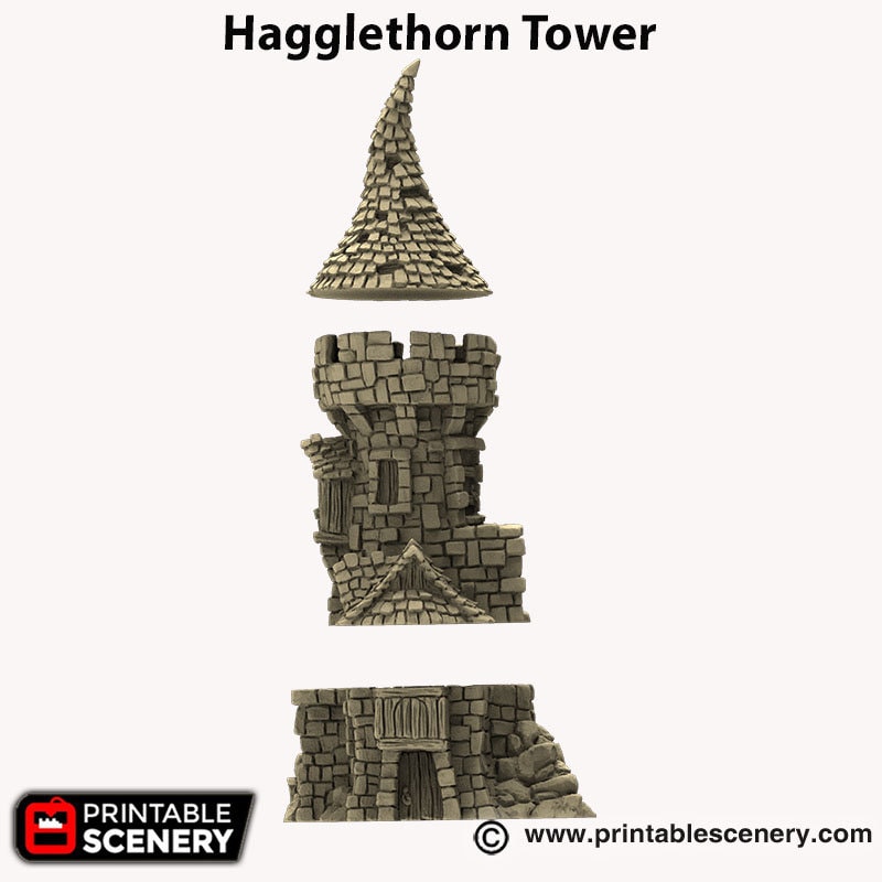 Hagglethorn Tower - Hagglethorn Hollow - Printable Scenery 15mm 20mm 28mm 32mm 40mm Wargaming Terrain D&D DnD - Only-Games