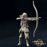 Fighter Ranger Archer in Studded Leather | 28mm Scale | 32mm Scale | 75mm Scale Pathfinder Figure | DnD | miniature Figurine unpainted | - Only-Games
