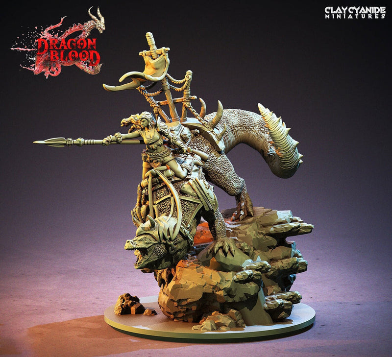 Female Pinup Beastmaster Ranger Drake Rider | 100mm tall with Base Resin Miniature | Dungeons and Dragons | DnD 5e | Figure Role Playing - Only-Games
